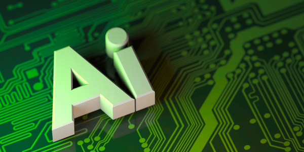 AI Buchstaben auf grünem Hintergrund